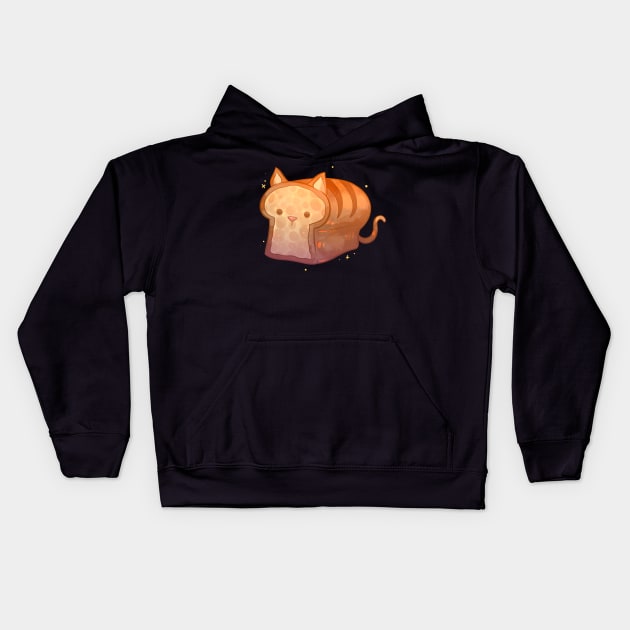 Cat Bread Loaf Kids Hoodie by Claire Lin